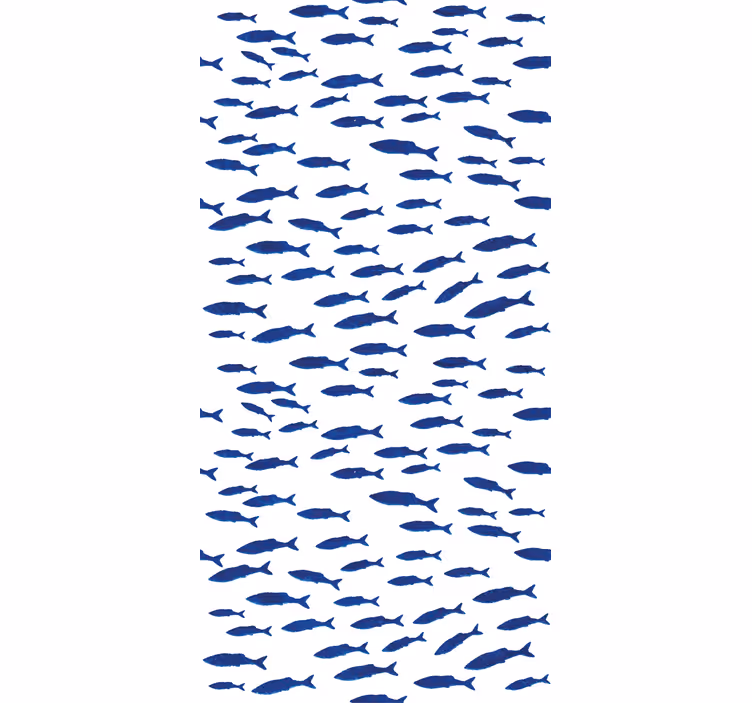 Wallpaper childrens room blue fish pattern on white - TenStickers