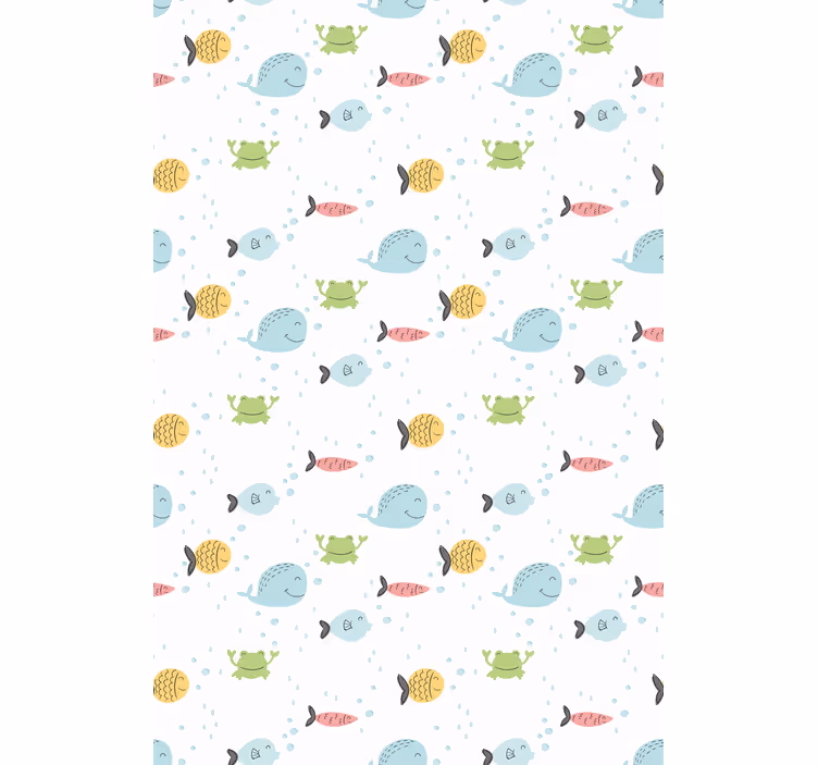 Wallpaper childrens room colorful fish on white - TenStickers