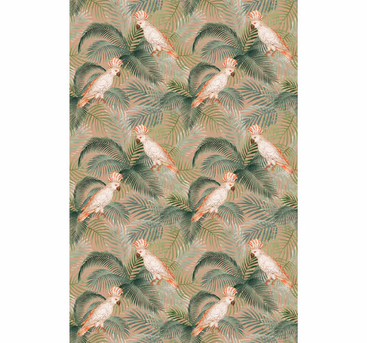 Wallpaper childrens room cockatoo and leaves - TenStickers