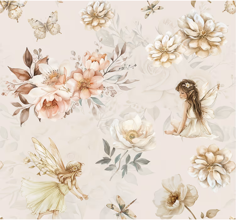 Living area wallpaper soft pastel fairy - TenStickers