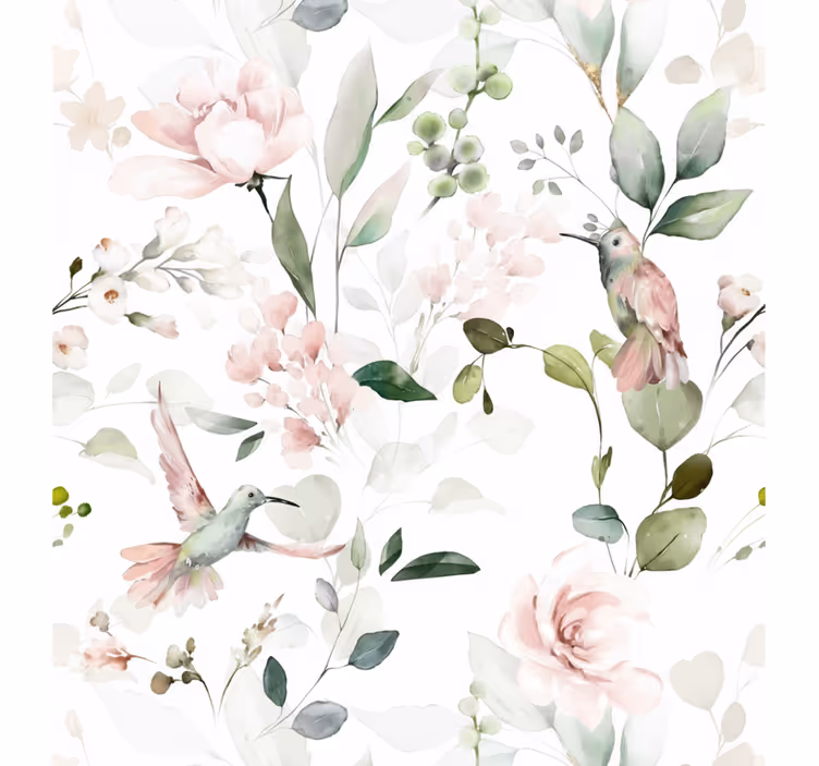 Living area wallpaper soft pastel bird - TenStickers