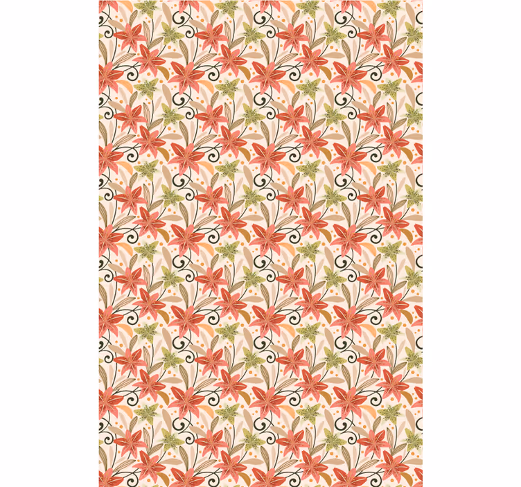 Hallway wallpaper colourful vintage lilies floral pattern - TenStickers