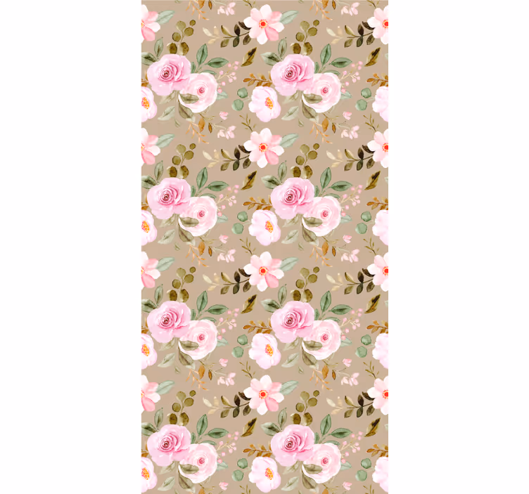 Hallway wallpaper in pink floral patterns - TenStickers