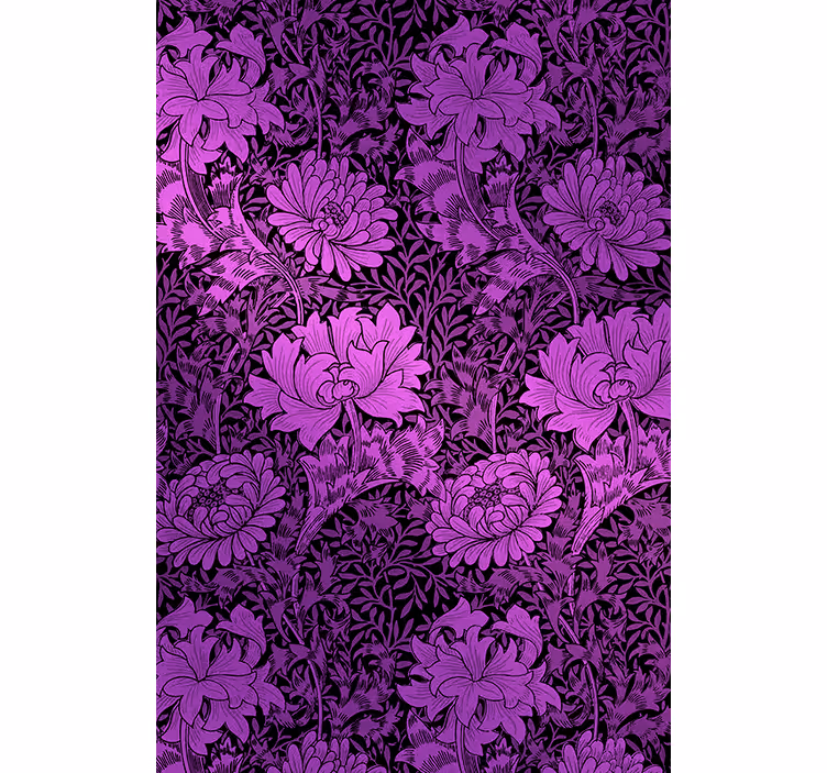 Hallway wallpaper with purple botanical design - TenStickers