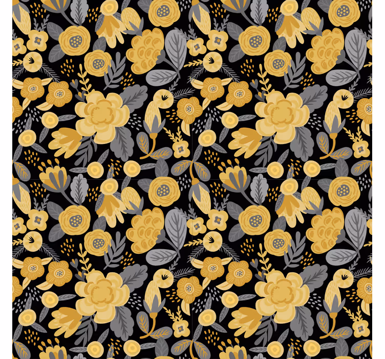 Hallway wallpaper yellow botanical design - TenStickers