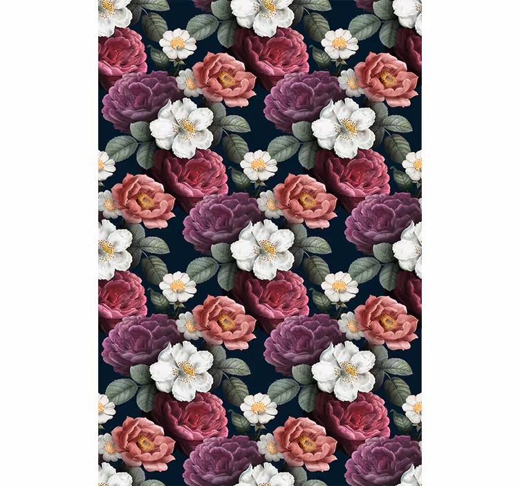 Hallway wallpaper graceful bloom composition - TenStickers