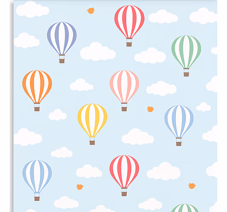 Nordic wallpaper pastel color balloon ride - TenStickers