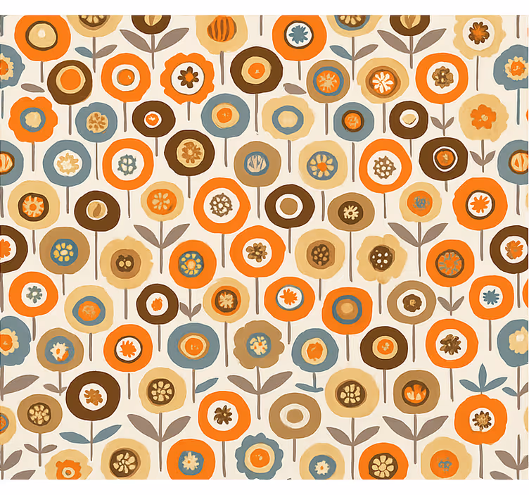 Nordic wallpaper with vibrant vintage flowers - TenStickers