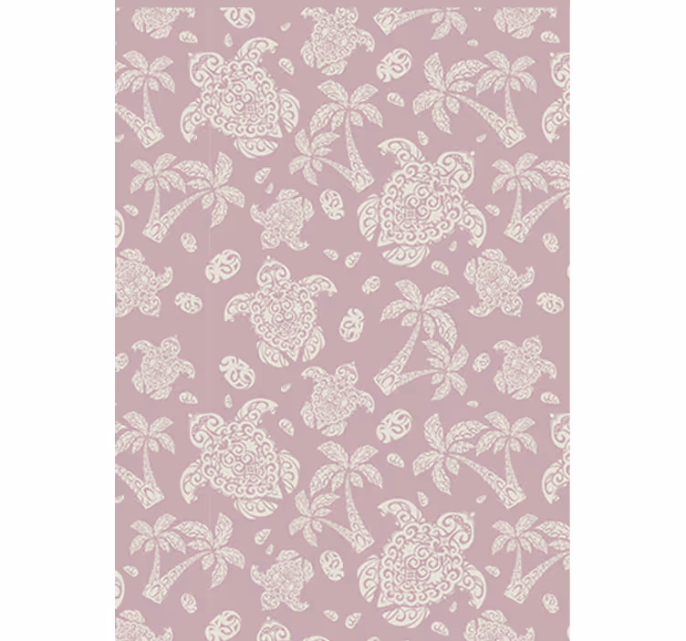 Living area wallpaper hawaiian turtle and palm design - TenStickers