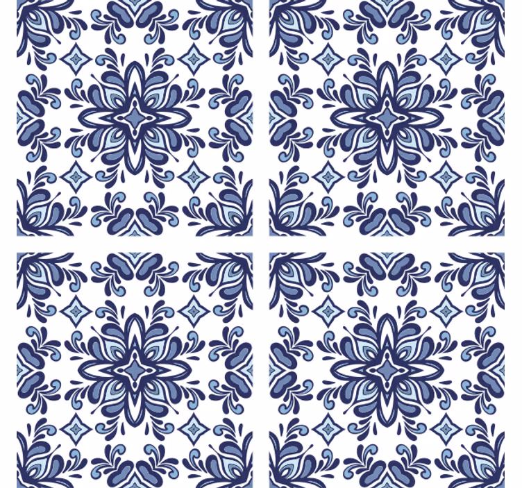 Tile effect wallpaper in blue moroccan style - TenStickers