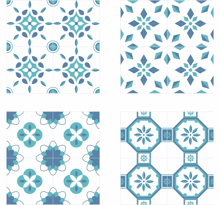 Floral tile pattern tile effect wallpaper - TenStickers