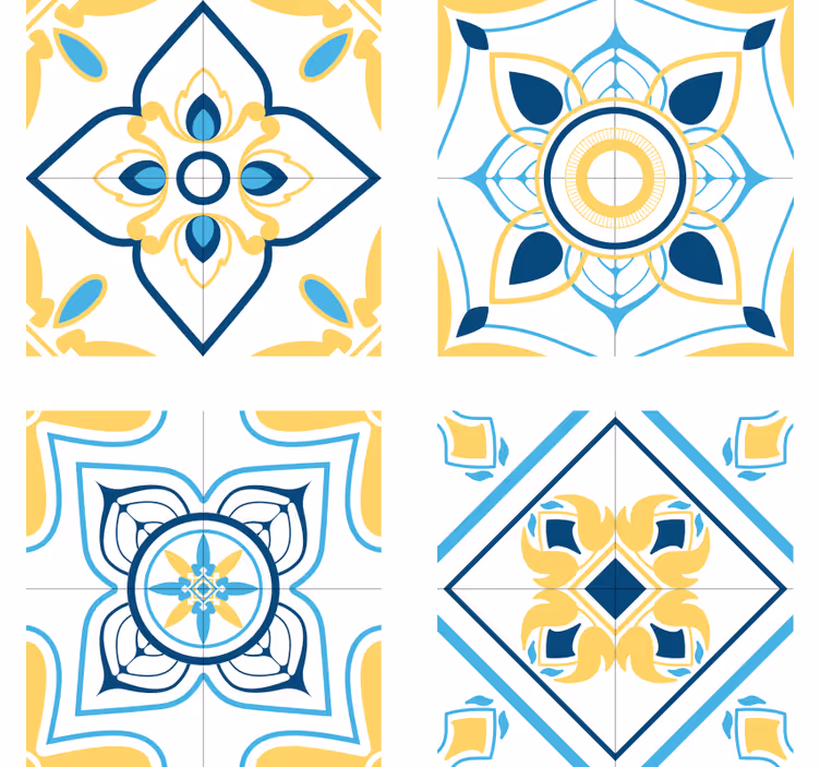 Tile effect wallpaper with geometric tile designs - TenStickers