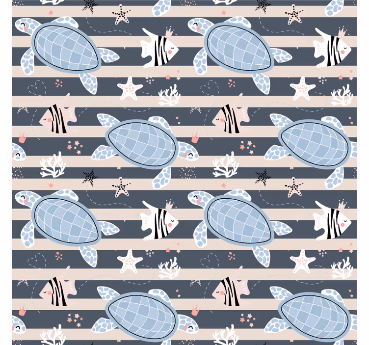 Retro wallpaper turtle pattern design - TenStickers