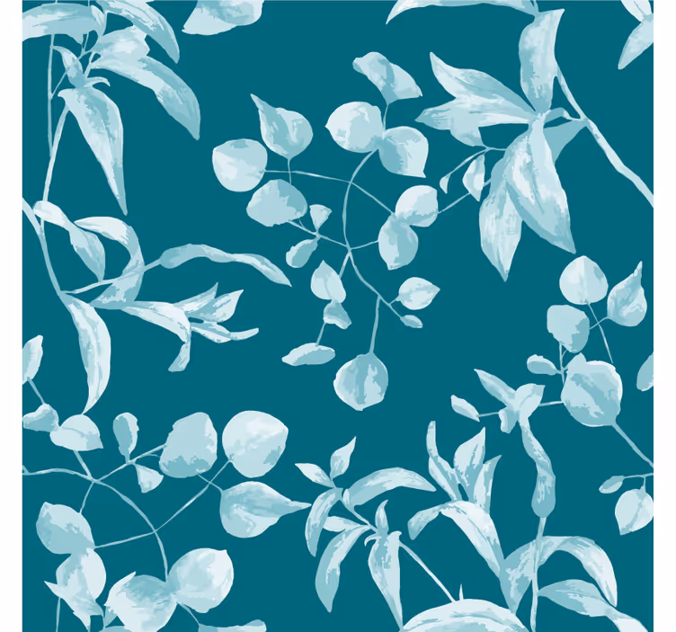 Flowers wallpaper in blue watercolor design - TenStickers