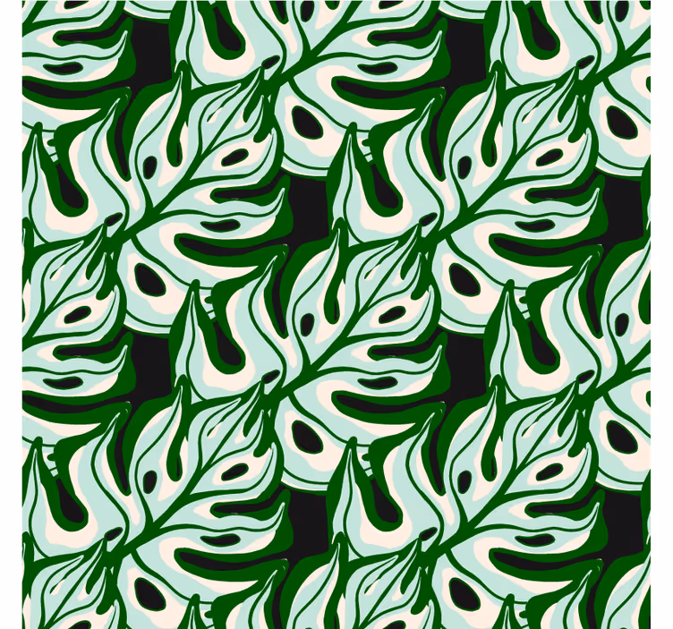 Flowers wallpaper in a bold black and green pattern - TenStickers