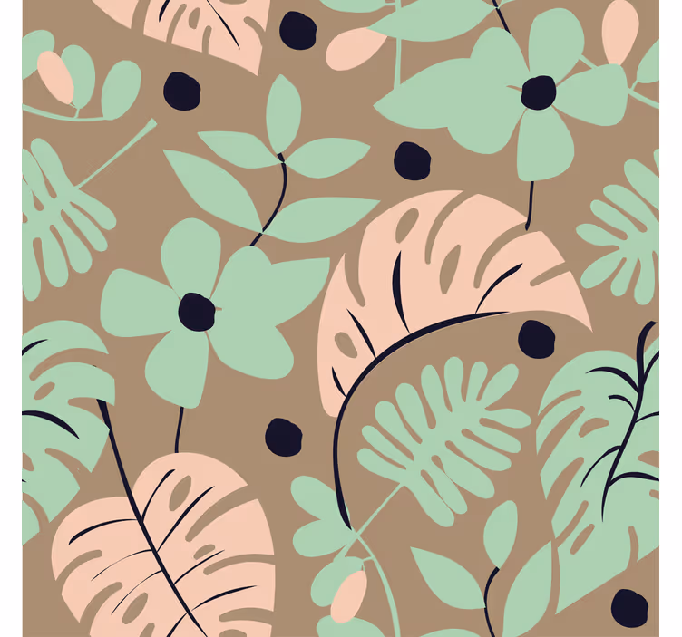 Flowers wallpaper in pastel monstera blooms and leaves - TenStickers