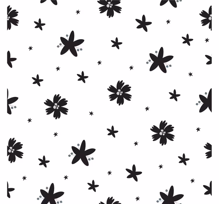 Flowers wallpaper black and white ink floral design - TenStickers