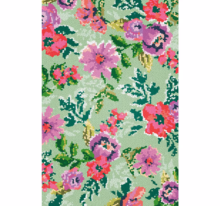 Flowers wallpaper mosaic floral design - TenStickers