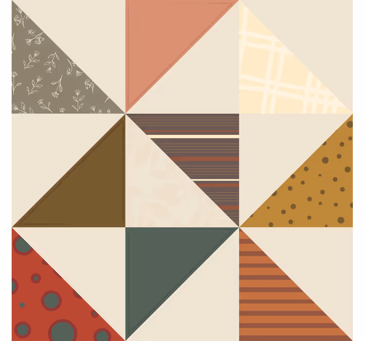 Retro wallpaper with patchwork geometric triangle design - TenStickers