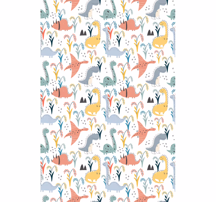 Dinosaurs wallpaper scandinavian colorful design - TenStickers