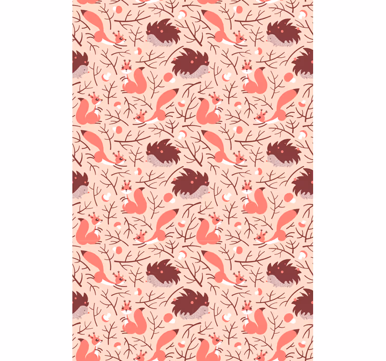 Dinosaurs wallpaper featuring squirrels and hedgehogs - TenStickers