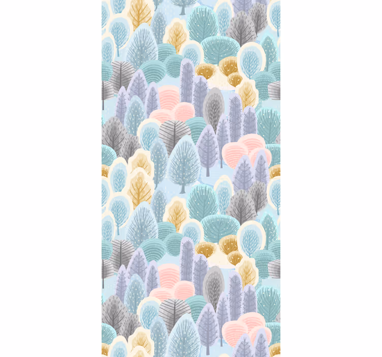 Wallpaper of a tree in pastel forest pattern - TenStickers