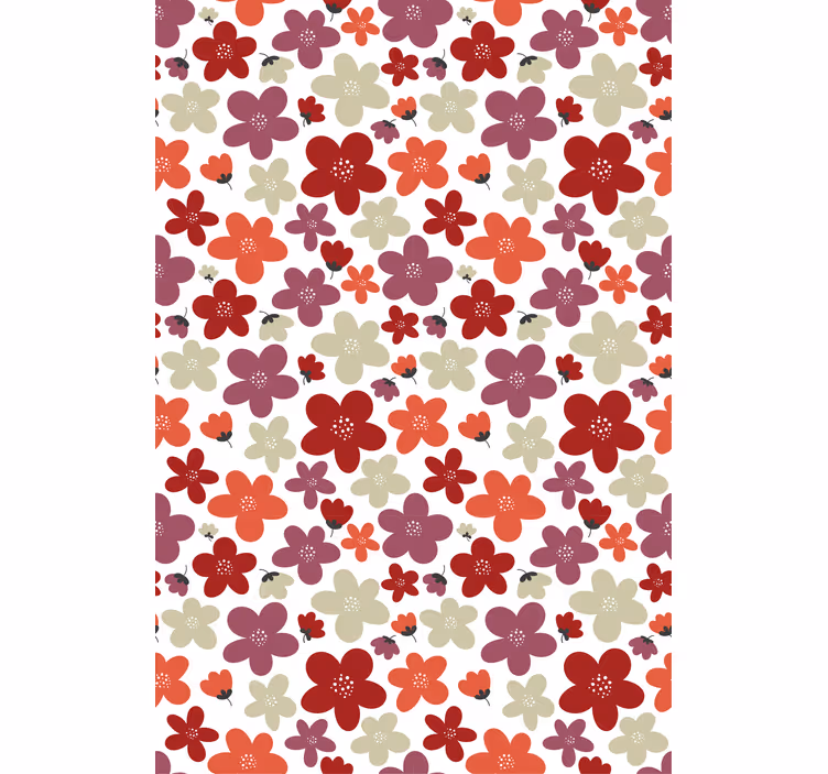 Wallpaper office red abstract floral pattern - TenStickers