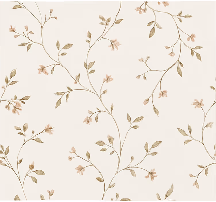 Living area wallpaper white floral design - TenStickers