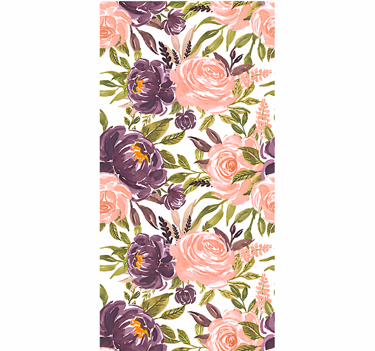 Living area wallpaper charming watercolor blooms - TenStickers
