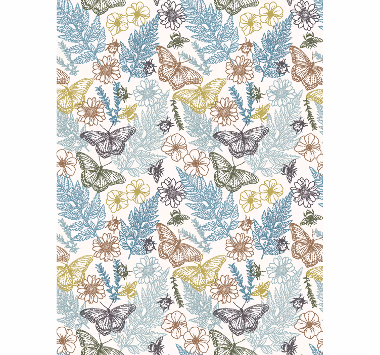 Kitchen wallpaper vintage floral design - TenStickers