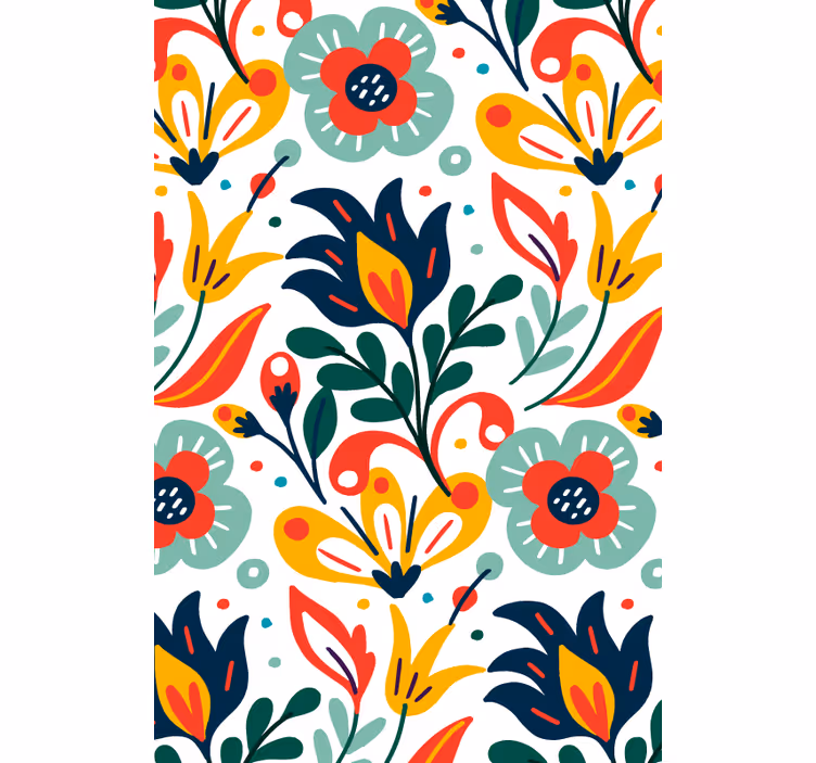 Contemporary wallpaper with vibrant floral patterns - TenStickers
