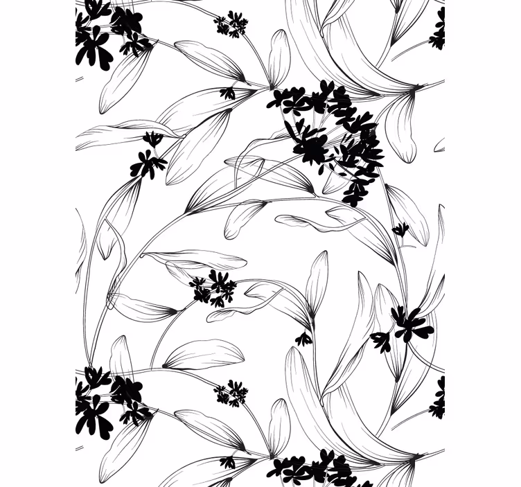 Contemporary wallpaper with black leaf pattern - TenStickers