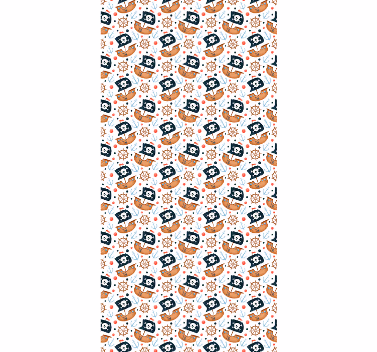 Contemporary wallpaper cute cartoon pirate ship design - TenStickers