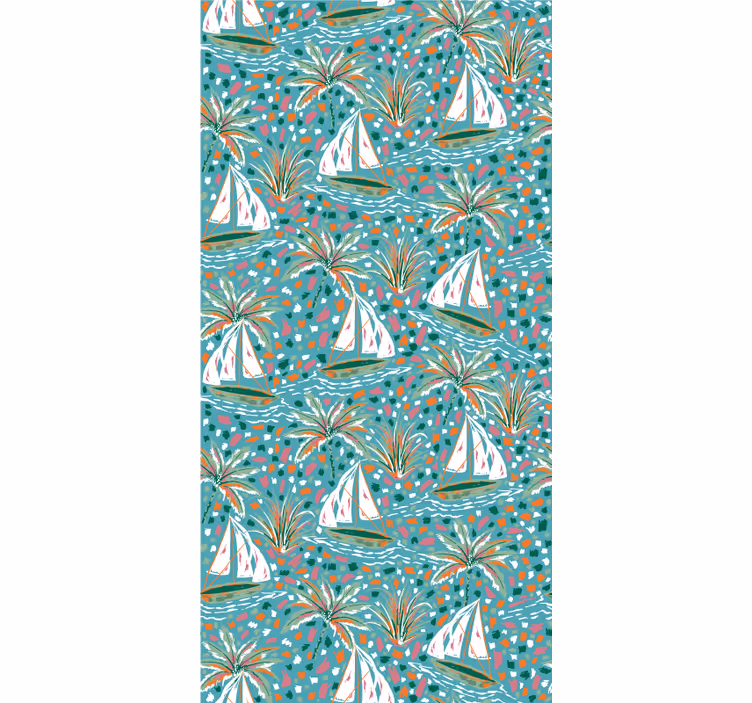 Contemporary wallpaper watercolor ships design - TenStickers