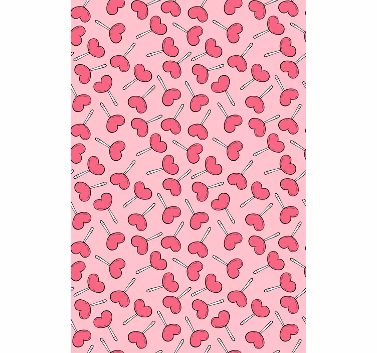 Contemporary wallpaper with heart-shaped lollipops - TenStickers