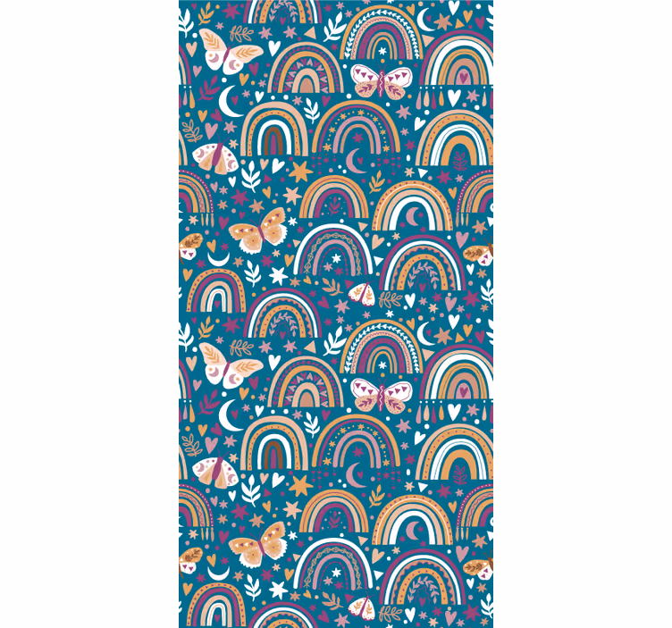 Colorful rainbows and butterflies wallpaper childrens room - TenStickers