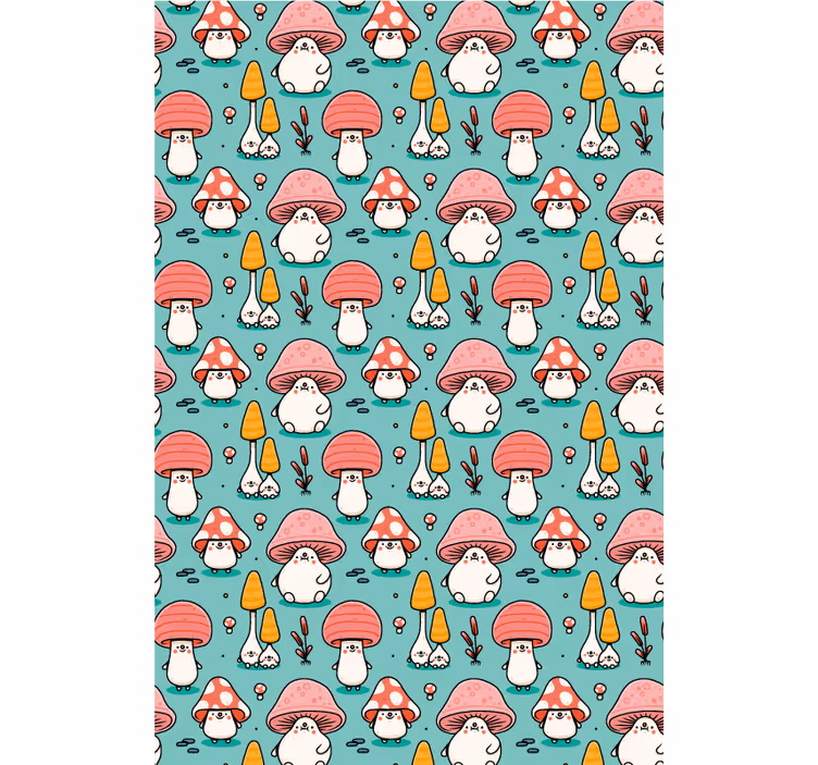 Wallpaper childrens room with baby mushroom characters - TenStickers