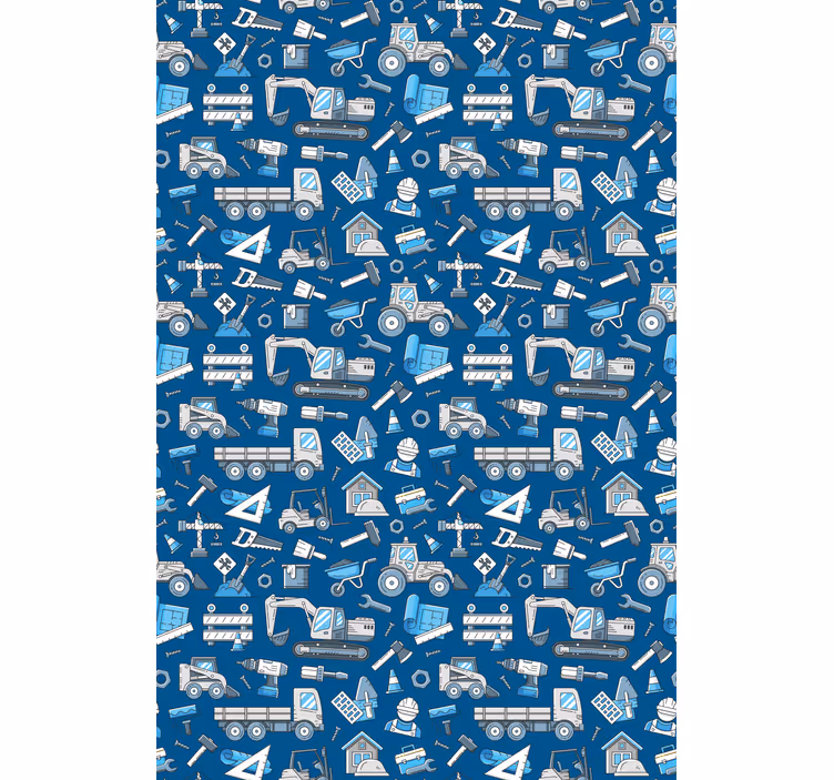 Wallpaper childrens room construction vehicles - TenStickers