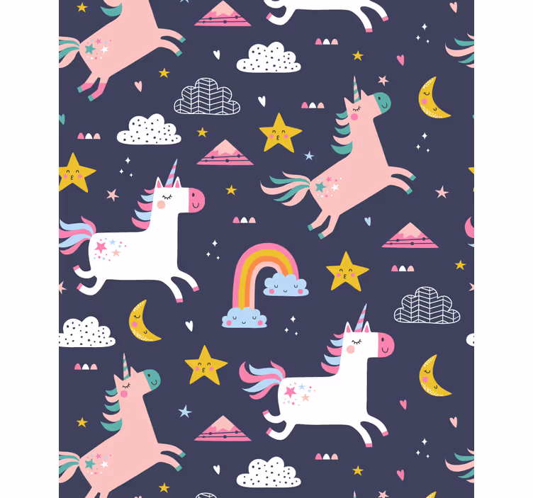 Wallpaper childrens room unicorns and stars - TenStickers