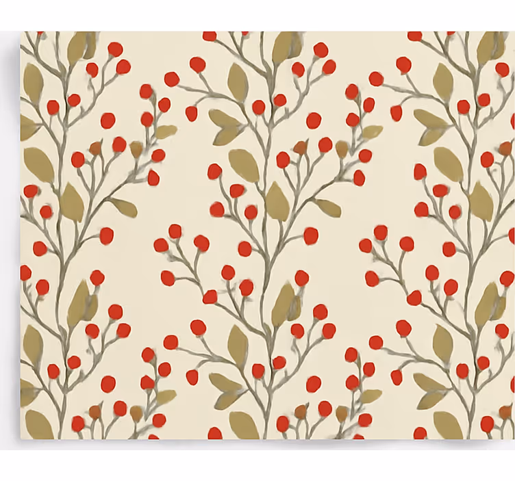 Wallpaper for dining area berries floral leaves - TenStickers