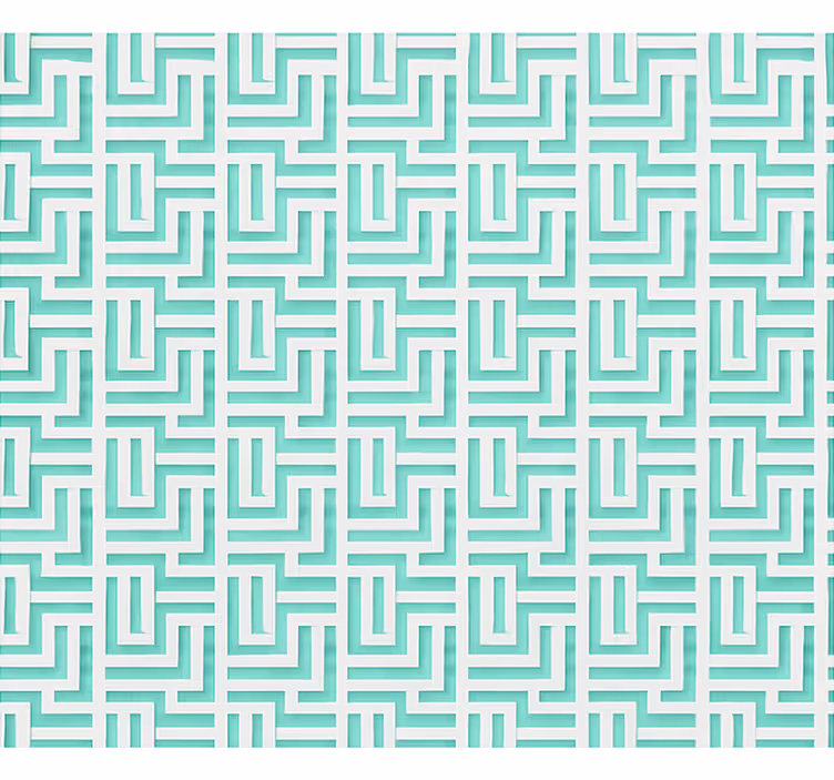 Wallpaper for dining area in blue geometric squares - TenStickers