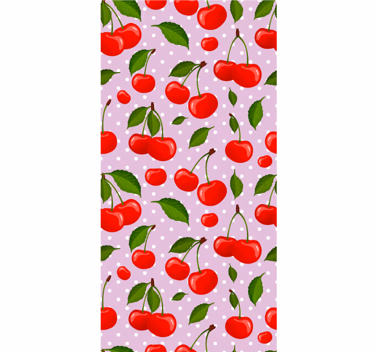 Cherries and leaves wallpaper for dining area - TenStickers