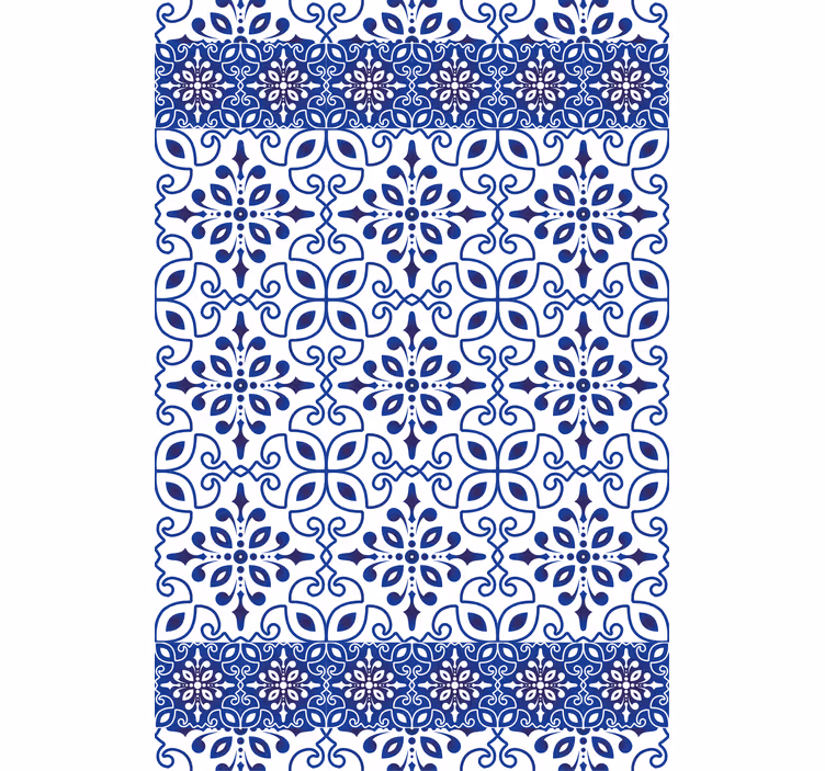 Bathroom wallpaper ornate blue tiles - TenStickers