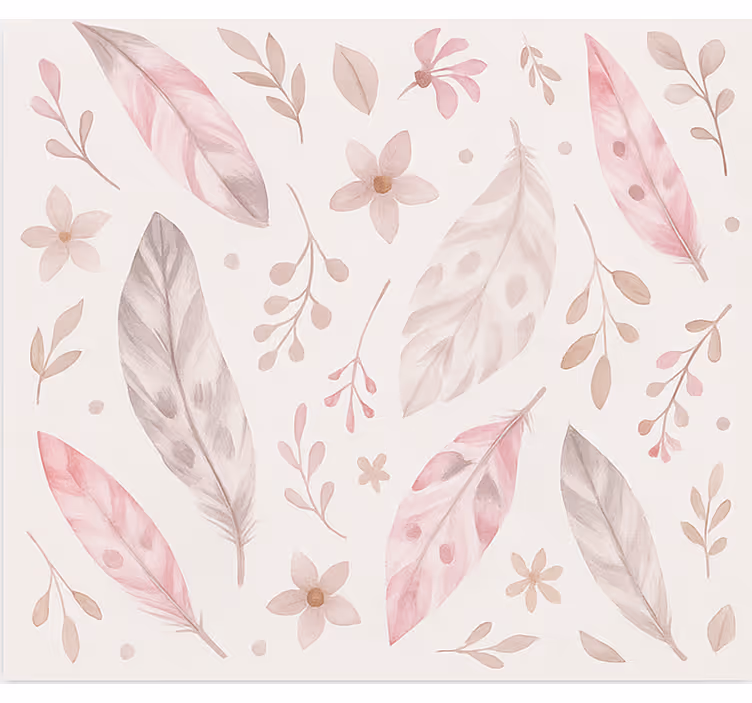 Wallpaper teenage bedroom pink feathers - TenStickers
