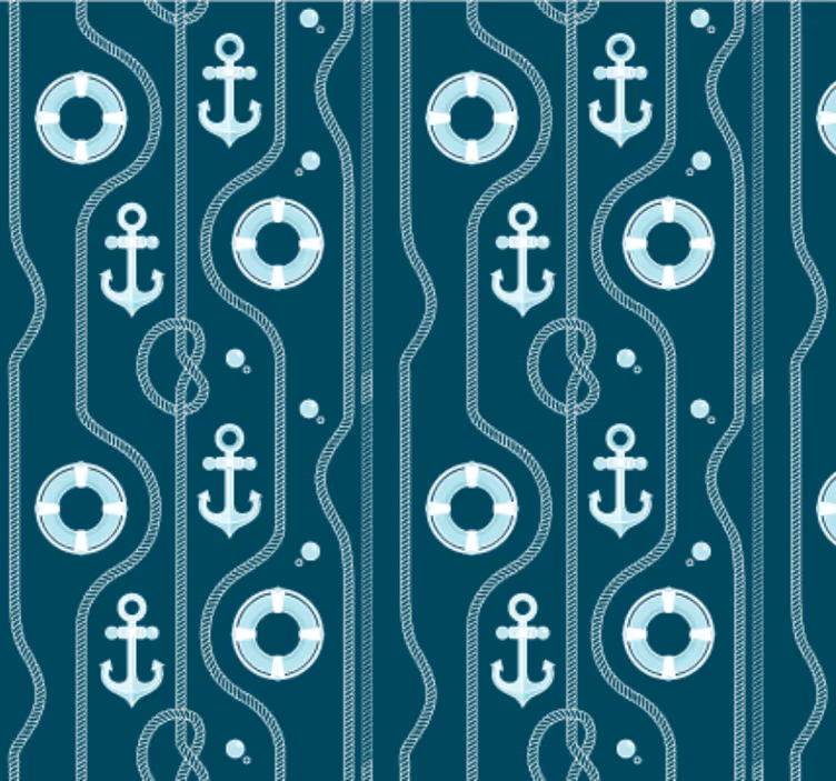 Bathroom wallpaper blue nautical anchor - TenStickers