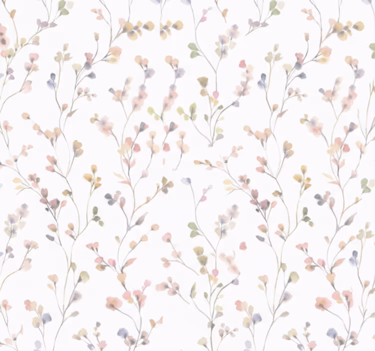 Living area wallpaper watercolor meadow sprig - TenStickers