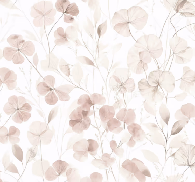 Living area wallpaper watercolor pressed petals - TenStickers
