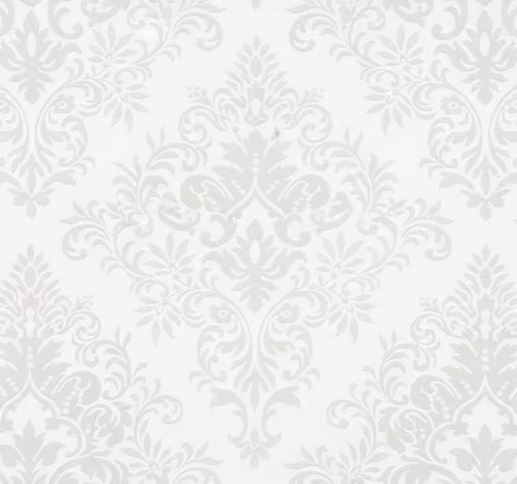 Living area wallpaper classic white damask - TenStickers