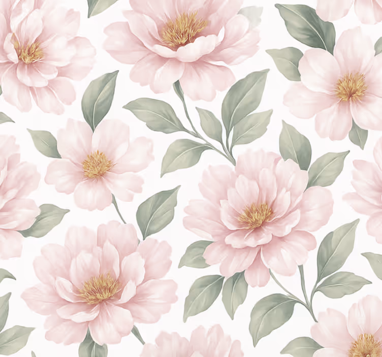 Living area wallpaper pastel peony floral - TenStickers