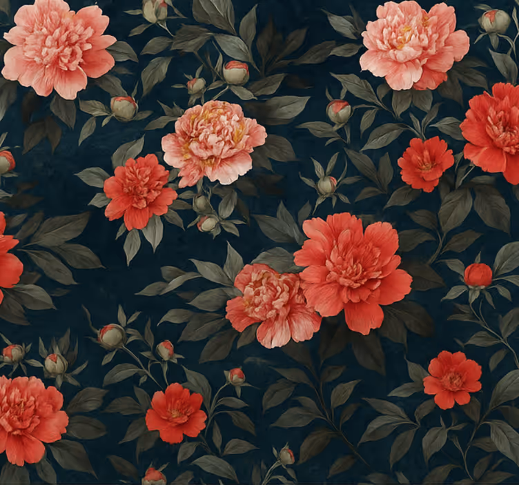 Living area wallpaper vintage dark botanical design - TenStickers